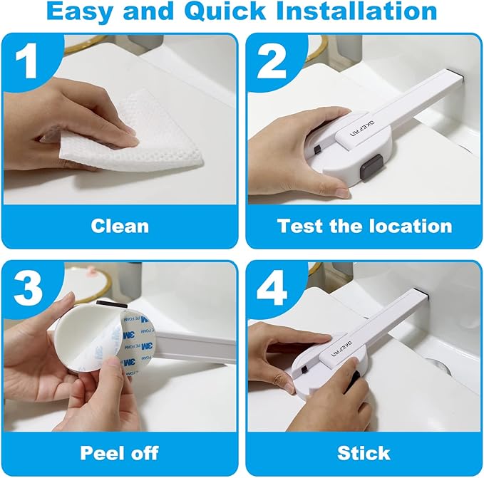 Toilet Locks Baby Proof - OKEFAN Toilet Seat Lock Child Safety for Toddlers Adhesive Kids Proofing Toilet Lid Lock Easy to Install No Drill Needed (1)