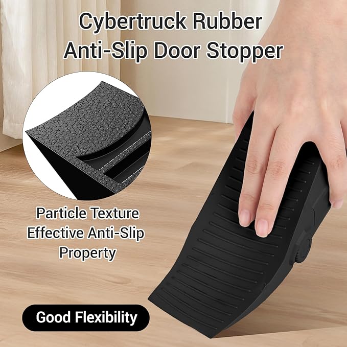 Funny Tesla Cybertruck Door Stoppers for Bottom of Door, Anti-Slip Rubber Heavy Duty Door Stop Wedge, Large Doorstop 2 inches High Gate Holder Suits Any Floor＆ As a Gifts