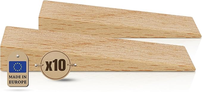 Tolux Wooden Wedges, Hardwood Wedge, Beech Wood Wedge, Wooden Doorstop, Handy Tool in Carpentry, Construction and Various DIY Projects, Size 65x20x12 mm / 2.5x0.8x0.5 in, Pack of 10 pcs