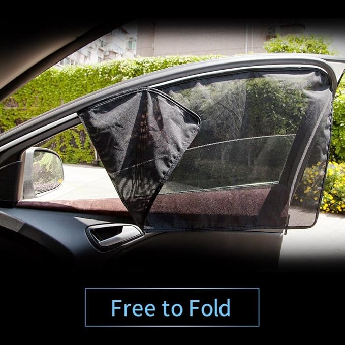 Aokway Car Side Window Sunshades, Driver Car Window Screen Mesh, Universal Fit for Camping and UV Protection (Black, Front Side 2pcs)
