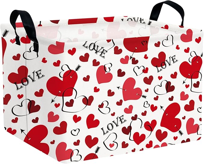 ASKETAM Valentine's Day Basket Gift for Empty Cute Heart Large Storage Bin for Kid and Baby Room Décor (Love Arrow Heart)