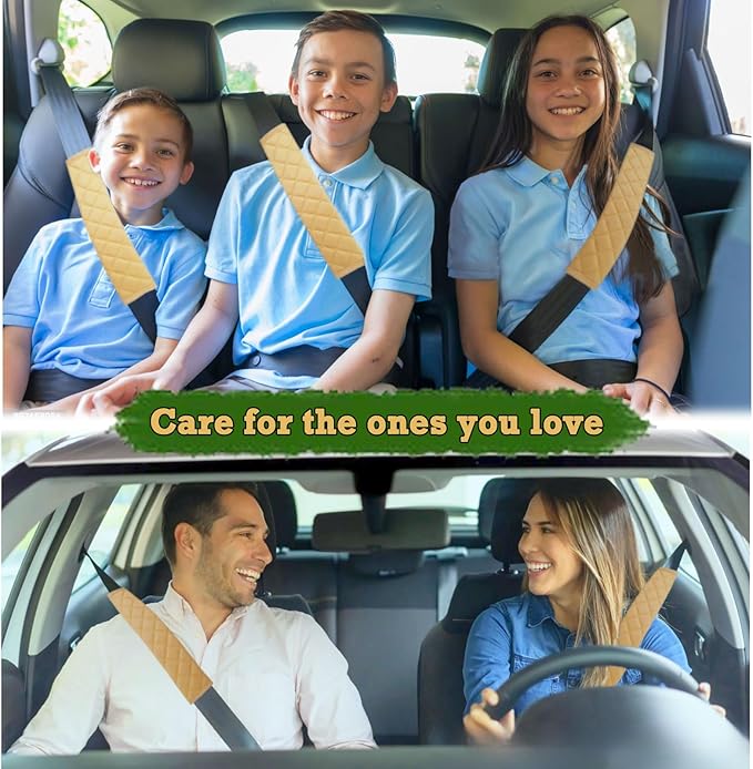 Car Seat Belt Cover Pad, 5 Pack, Seatbelt Covers for Car Accessories, Soft Material, Car Seat Strap Pads, Beige 10.63 inches, Universal Fit for All Vehicles, Comfort for neck shoulders (5-Beige)