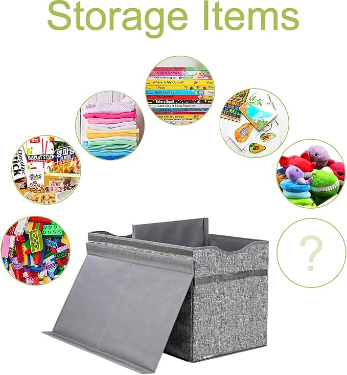 YOLOXO Toy Box Chest, Collapsible Sturdy Storage Bins with Lids, Extra Large Kids Toy Storage Organizer Boxes Bins Baskets for Kids, Boys, Girls, Nursery Room, Playroom, Closet (Linen Gray)