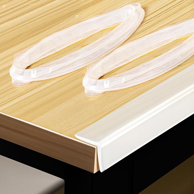 Baby Countertop Edge Protector, Clear Table Corner Guards for Baby Proofing, Pre-Taped Adhesive Soft Bumper for Kids Safety, Silicone Edge Protector fit Wall Furniture Edge Bumper - Food Grade (2Pack)