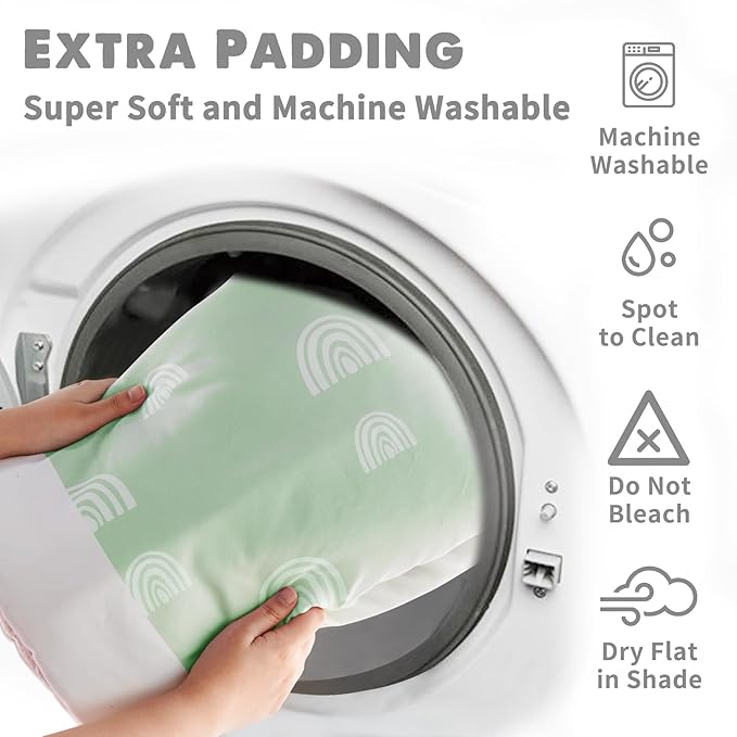 Mallify Washable Tummy Time Mat, Baby Play Gym with 6 Featured Toys, Baby Gym for Infant & Toddler, Larger Baby Play Mat, Deluxe Baby Play Mats for Floor, Sensory and Motor Skill Development, Green