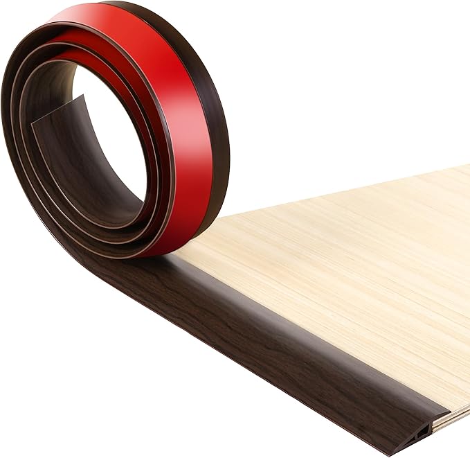 BNELL Floor Transition Strip Self Adhesive-PVC Carpet & Floor Edging Trim Strip,Threshold Transitions Suitable for Threshold Height Less Than 10mm (9.84FT_Walnut Grain)