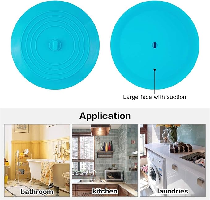 tifanso 2 Pack 6” Bathtub Tub Drain Cover Stopper, Large Silicone Suction Bathroom Drain Plug Hair Stopper, Bathroom Accessories for Kitchen and Laundry