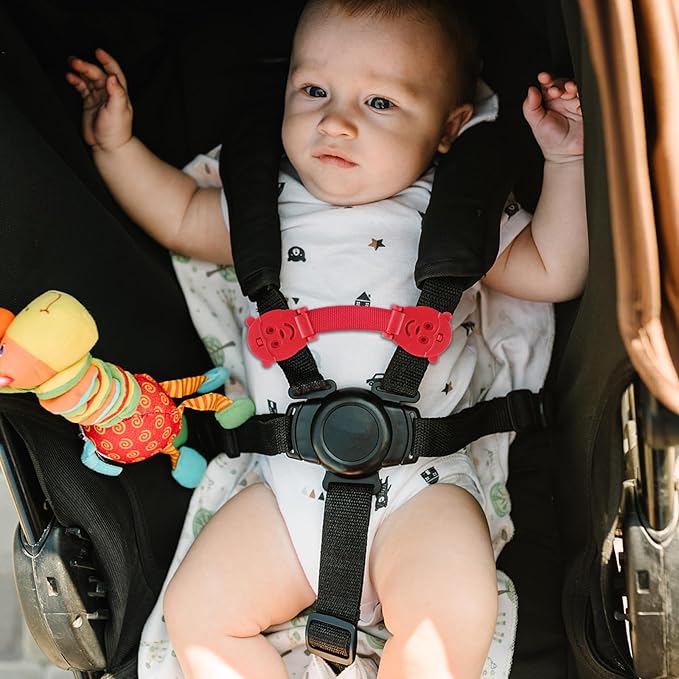 Anti Escape Baby Harness Chest Clips Strap Lock, Prevent Children/Kids Taking Their Arms Out of Child High Chairs/Strollers/Baby Reins, Red(2 Pack)