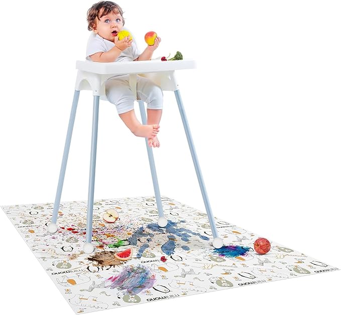 Baby Splat Mat for Under High Chair - 10 Pcs Disposable and Waterproof Splash Mats - 40"x47" Multipurpose Activity Mat for Picnic, Arts and Crafts - Baby Led Weaning Supplies (Penguins)