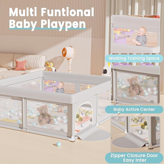 Baby Playpen 50"L x 50"W x 26"H Play Pens for Babies and Toddlers, Large Play Yards for Indoor & Outdoor