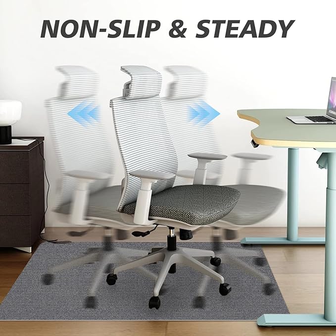 Sycoodeal Office Chair Mat for Hardwood Floor,Office Computer Gaming Chair Mat for Tile Floor,Large Floor Protector Rug,Anti-Slip,Easy to Clean,Grey(48"x55")