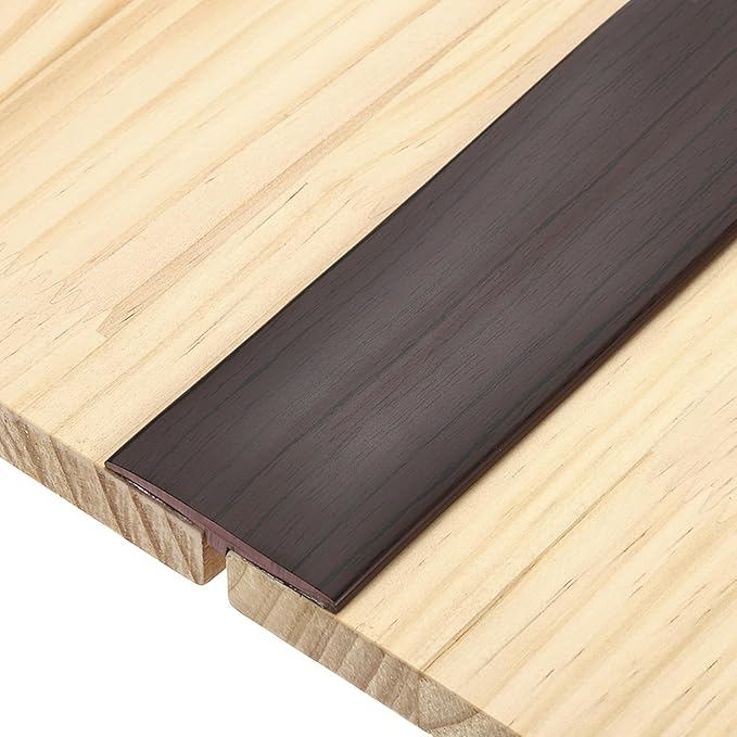 uxcell T-Molding Transition Strips, 6.56 ft x 1.97" (L x W) PVC Floor Flat Divider Strip Self Adhesive Vinyl Flooring Edging Trim for Joining Floor Gaps Doorways, Black Walnut