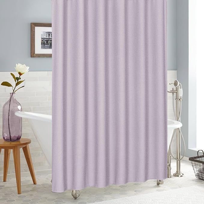 MitoVilla Purple Shower Curtain 72 x 78, Long Waffle Fabric Shower Curtains for Modern Luxury Bathroom Decor, Heavy Duty Hotel Cloth Shower Curtains 78 inch Long, Lavender