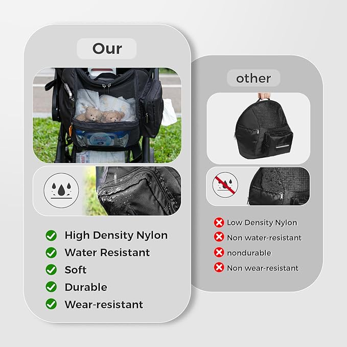 Storage Bag Compatible with Doona Car Seat Stroller, Stroller Accessories, Large Capacity, Diaper Bag Accessories, Wearable/Handle Backpack, Stroller Organizer Bag Carry-All Parent Organizer (Black)