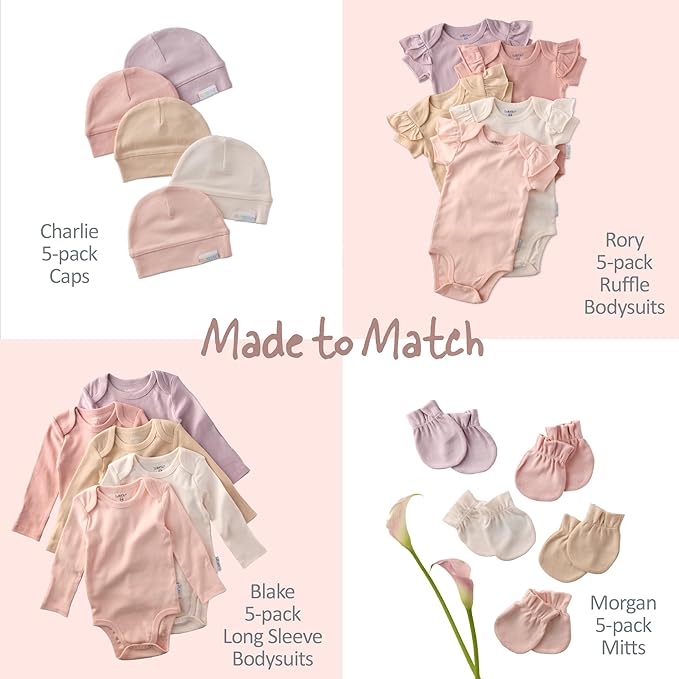 Butterblu Bailey 5-Pack Burp Cloths 100% Organic Cotton Knit for Newborn & Baby Boys & Girls, Sorbet, One Size