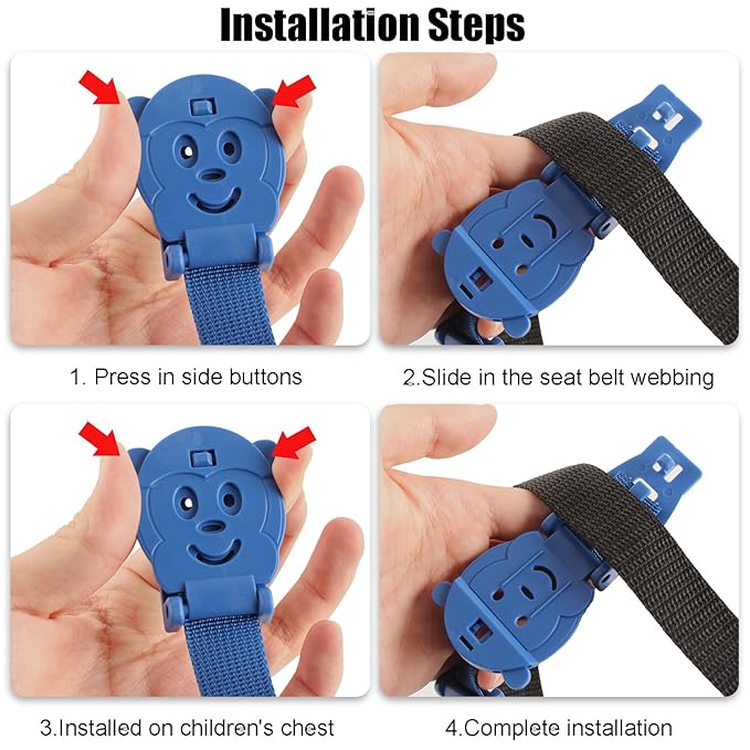 Anti Escape Strap, Baby Harness Chest Clip Safety Clip, Prevent Children/Kids Taking Their Arms Out of Child High Chairs/Strollers/Baby Reins, Blue(2 Pack)