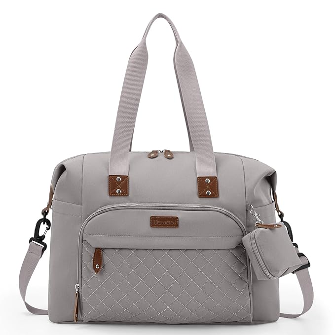 Tuwubi Diaper Bag Tote,Baby Diaper Bag with Pacifier Case Large Travel Diaper Tote Caddy for Mom and Dad Multifunction Baby Bag - M-Light Khaki