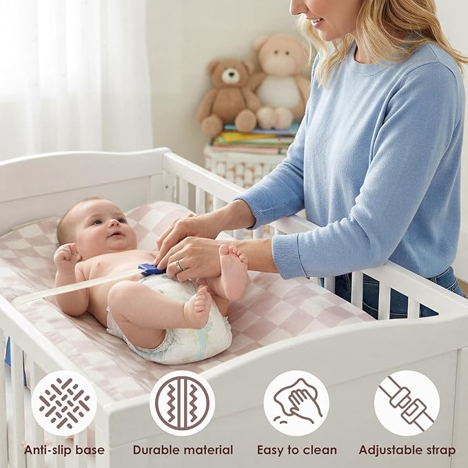 Tiny Marvels Baby Changing Pad with Cover, Waterproof Diaper Changing Pad with Non-Slip Base, Soft Contoured Changing Pad for Dresser, Nursery & Travel