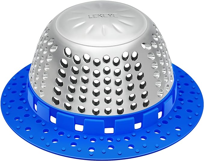 LEKEYE Shower Drain Hair Catcher/Shower Drain Cover/Drain Protector for Pop-Up & Regular Drains(Blue)