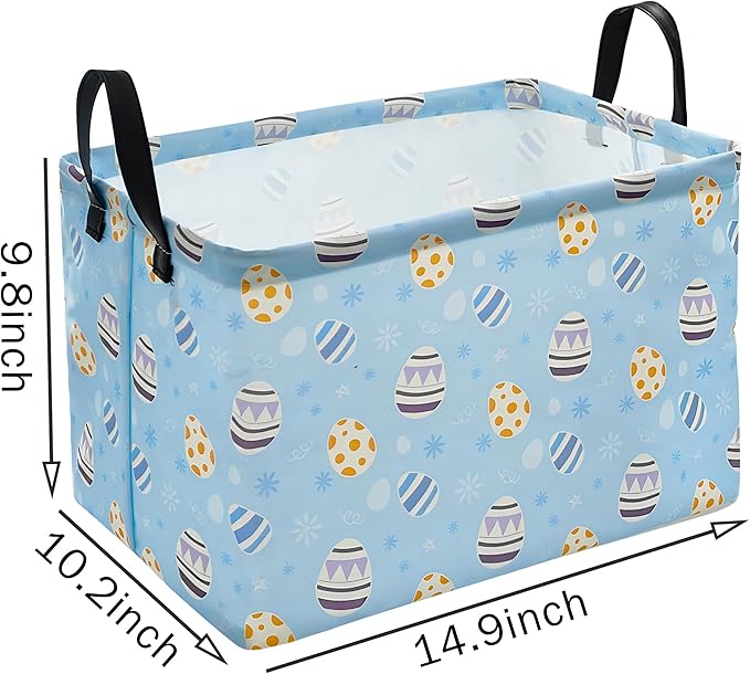 KUNRO Bunny Easter Basket Storage Basket Gift Shelf Basket Storage Bin, Nursery Basket Organizer Box for With Handles for Room Deco