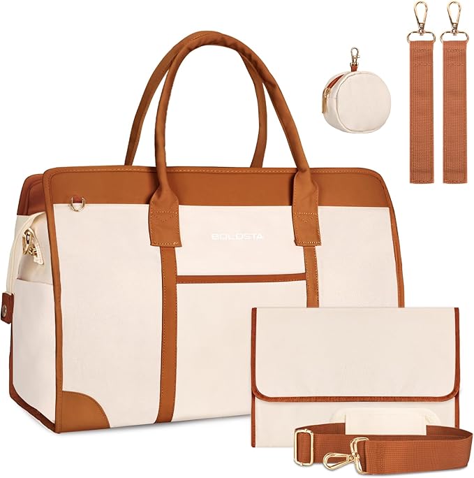 BOLOSTA Diaper Bag Tote for Women, Diaper Bag Tote with Changing Pad, Large Capacity Mommy Bag for Hospital and Weekender