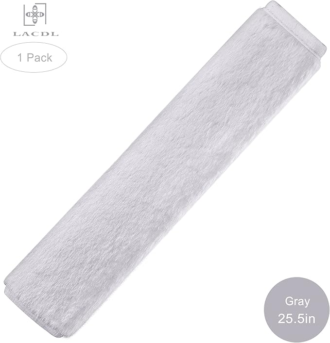 LACDL Extra Long Seatbelt Cover Super Soft Furry for Adults Kids Women & Men, Thick Plush Full Car Seat Belt Strap Cushion, Fluffy Shoulder Pad Protector, Auto Interior Accessories, 1pc, Grey, 25.5in