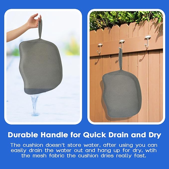 Hot Tub Booster Seat for Adults, 5 Inch Thick Supportive Cushion with Non-Slip Bottom, Weighted for Quick Sink Without Float, Spa Booster Seat for Hot Tub (Including Inflatable), Pool Gray