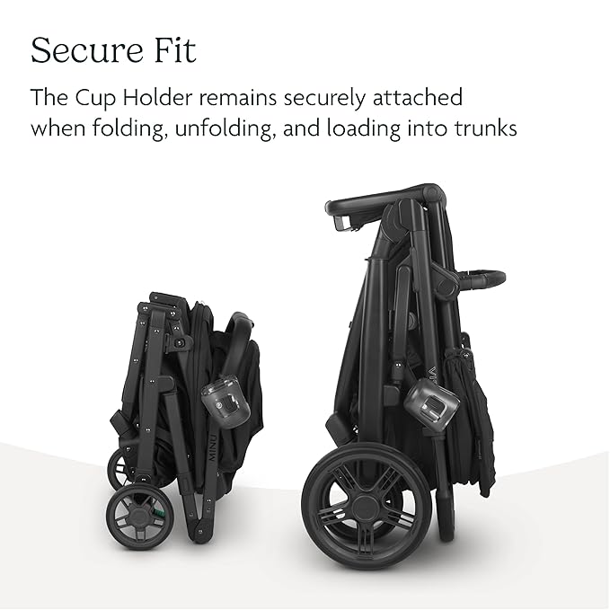 UPPAbaby Cup Holder for Vista, Cruz, Minu Strollers - Quick, Intuitive Attachment + Removal - Securely Holds Various Size Beverages - BPA Free + Dishwasher Safe - Folds Attached