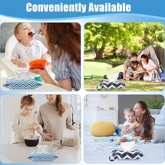 4 Packs Baby Wipes Dispenser,Portable Refillable Wipe Holder with Hanging Loop, Wet Wipes Container,Reusable Travel Baby Wipes Pouch for Indoor & Outdoor Using