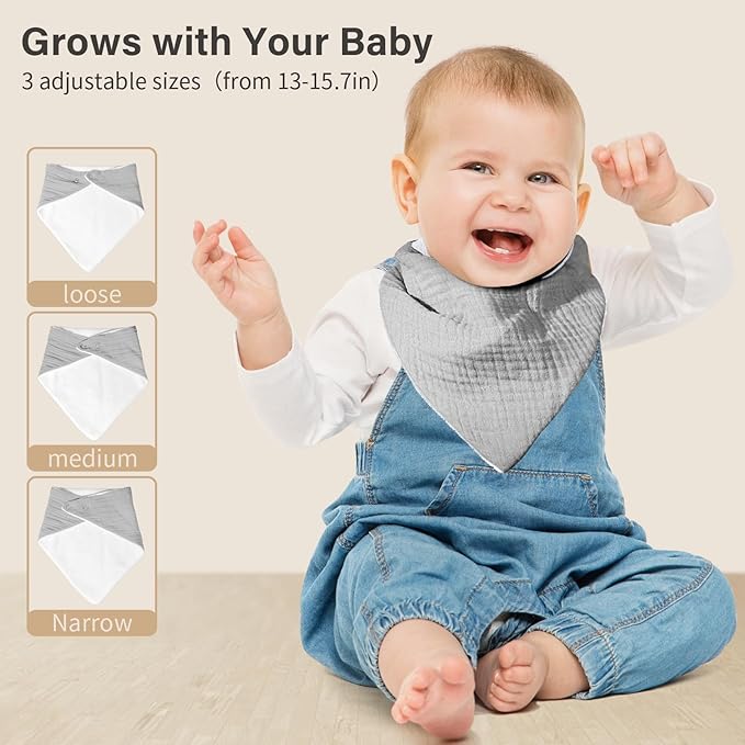 NISXABEBE Muslin Baby Bibs,Soft Triangular Baby Bandana Drool Bibs for Baby Boy Girl,Solid Colors Bib for Drooling Teething