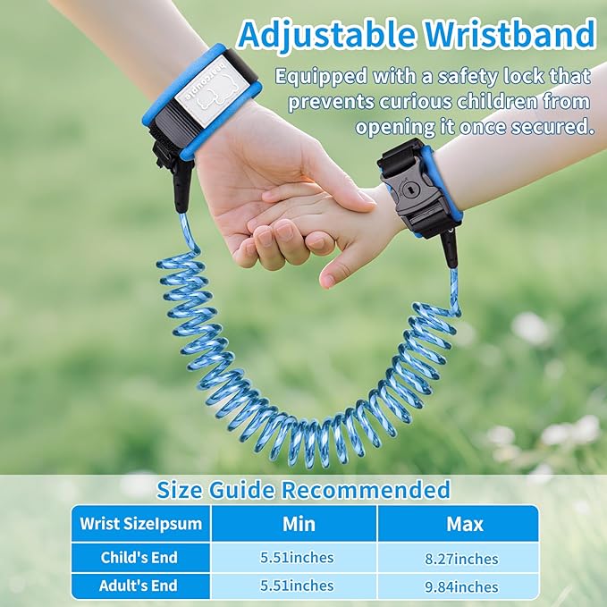 8.2Ft+4.92Ft Child Safety Harness Leash with Lock & Reflective Straps -2 Pack Anti Lost Walking Reins for Toddlers, Kids in Shopping, Airport, Zoo & Theme Park (Blue+Orange)