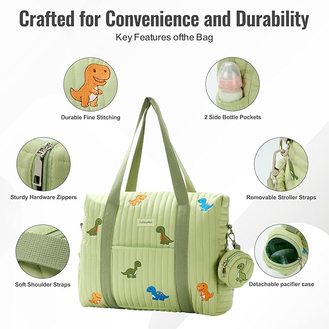GOBABYMART 3pc Diaper Bag Tote Set, Hospital Bag for Labor & Delivery, Maternity Travel Bag with Changing Pad & Pacifier Case