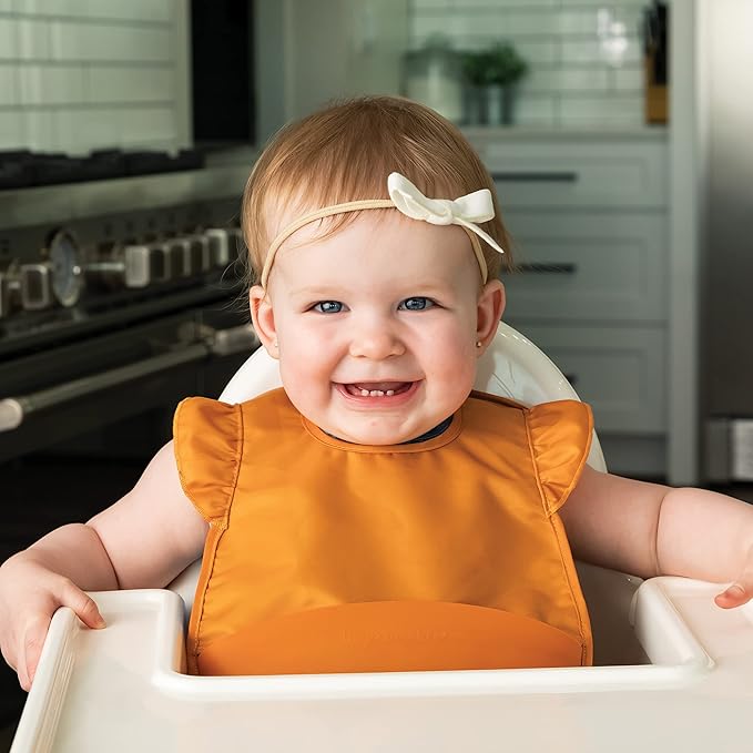 Tiny Twinkle Silicone Pocket Bibs - Waterproof, Food Catching, Mess-Proof Bibs for 6-24 Months Baby Boy and Girl, Toddlers