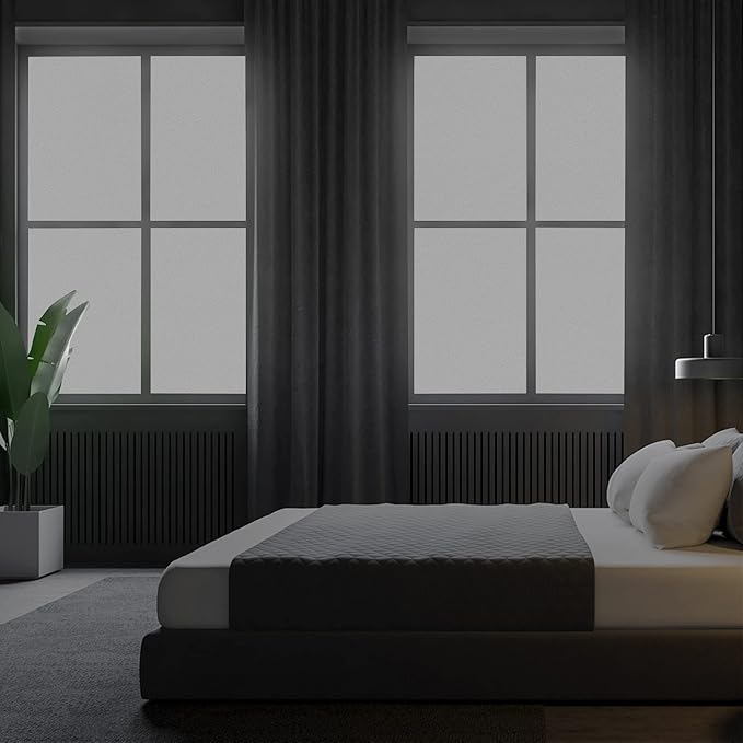 Shackcom White Total Blackout Window Film 23.6 X 78.7inch, Static Cling Window Covering, 100% Light Blocking Glass Opaque Film, Room Darkening Window Vinyl for Privacy Day Sleep Sun Blocking