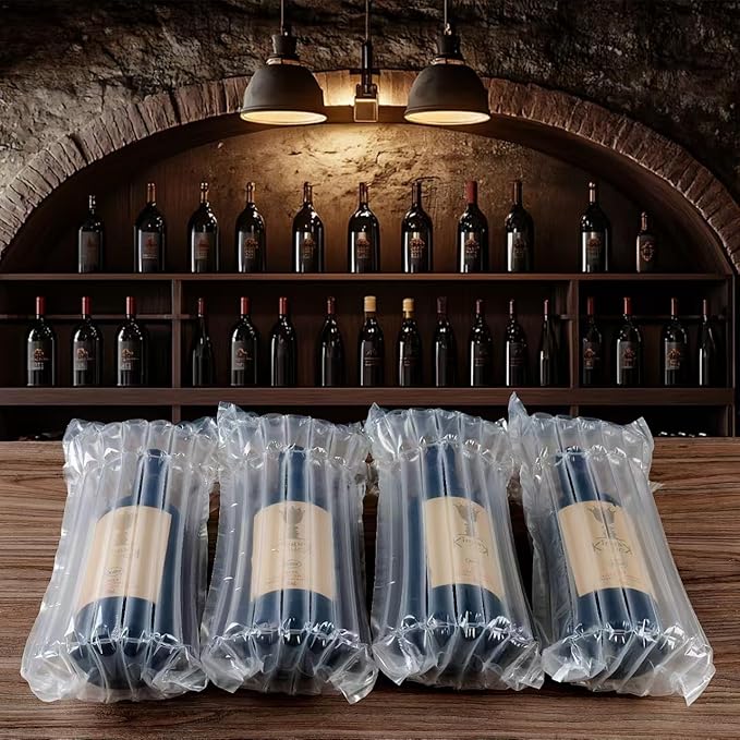 20 PCS Wine Bottle Travel Protector Bags, Inflatable Air Column Packaging Bubble Bag with Free Inflator Pump, Reusable Bottle Protector Bag for travel, Safe Choice for Wine Transportation