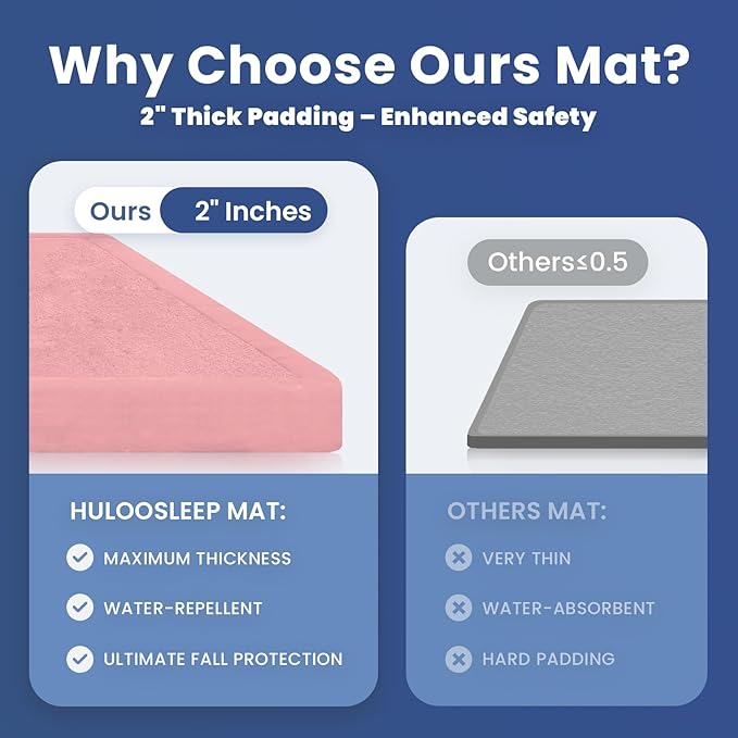 Huloo Sleep 2" Thick Extra Safety Baby Play Mat for Floor,Ultra Soft Elasti-Foam 50x50 Playpen Mat for Toddlers Infant Kids,Non-Slip Backing Safe for Crawling&Tummy Time,Tatami Style (Pink)