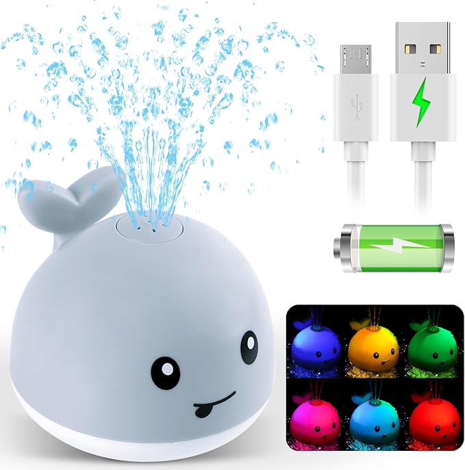 Gigilli Baby Bath Toys, Light up Bath Toys for Kids Ages 1-3, Easter Basket Stuffers 1 Year Old Boy Girl, 6-12-18 Months Baby Whale Bath Toy Sprinkler, Toddler Fountain Bathtub Pool Water Table Toys