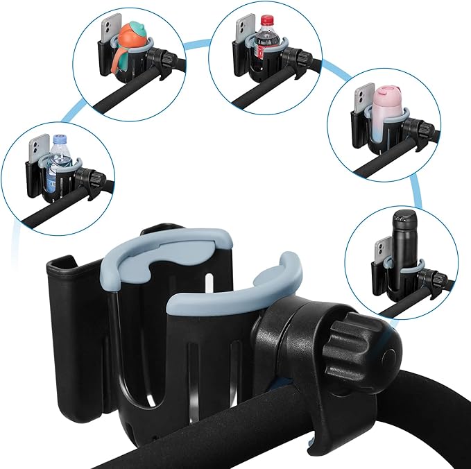 Accmor Stroller Cup Holder with Phone Holder, Universal Cup Holder, 2-in-1 Cup Phone Holder for Stroller, Bike, Walker, Wheelchair