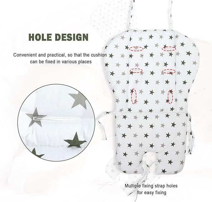 Kocpudu High Chair Pad,highchair/seat Cushion/Breathable Pad,Soft and Comfortable,Light and Breathable, Cute Patterns,Suitable for Most High Chairs,Baby Dining Chairs(Army Green Star Pattern)