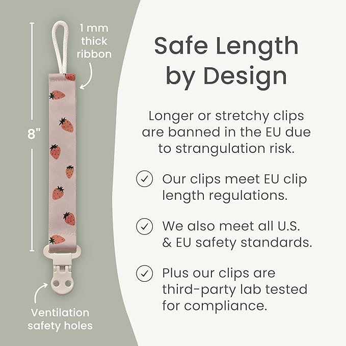 Stadela Baby Pacifier Clip Holder - Girl or Boy Unisex 4 Pack Gift Set – Blush Pink and Beige Butterflies (Anabella)