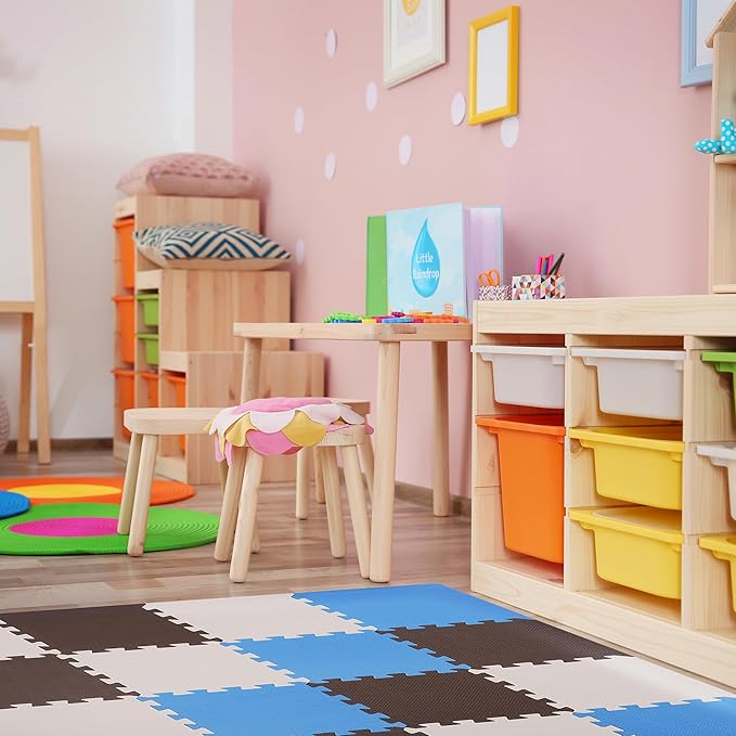 BalanceFrom Foam Floor Tiles for Kids - Non-Toxic Comfortable Baby Play Mat and Interlocking Foam Tiles for Crawling & Development, Soft Play Mat for Babies, 36 Tiles Cover 36 SQ SF