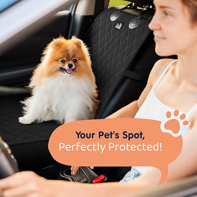 Petloox Front Seat Dog Cover for Car, Truck & SUV - Waterproof, Non-Slip Pet Car Seat Cover for Dogs - Durable, Easy to Install & Clean, Front Passenger Seat Protector for Pets & Vehicles