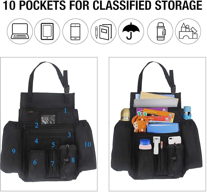 ECWKVN Car Front Seat Organizer - Car File Organizer, Passenger Seat Storage Bag Law Enforcement - Vehicle Storage with Dedicated Laptop Tablet Holder Cup Holder, Black