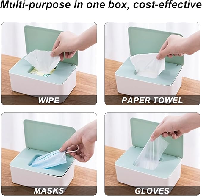 QBXMY7 1 Pcs Diaper Wipes Dispenser, Refillable Wipe Container, Wipe Container with Sealing Design Lid, Keep Wipes Fresh,Wet Wipes Cases (Gray)