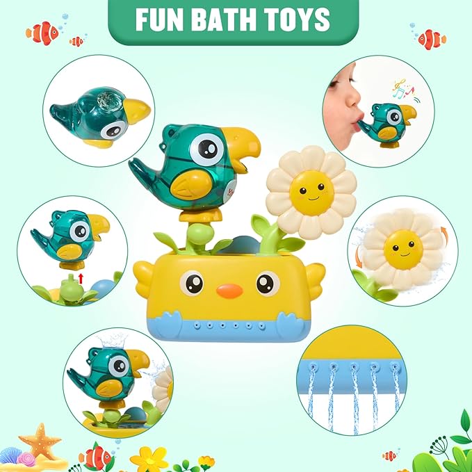Baby Bath Toys for Kids Ages 1-3, Interactive Bath Toys for Toddler 2-4 Bathtub Water Pool Shower Toys with Watering Can and Tub Toys for Babies 12 18 Months