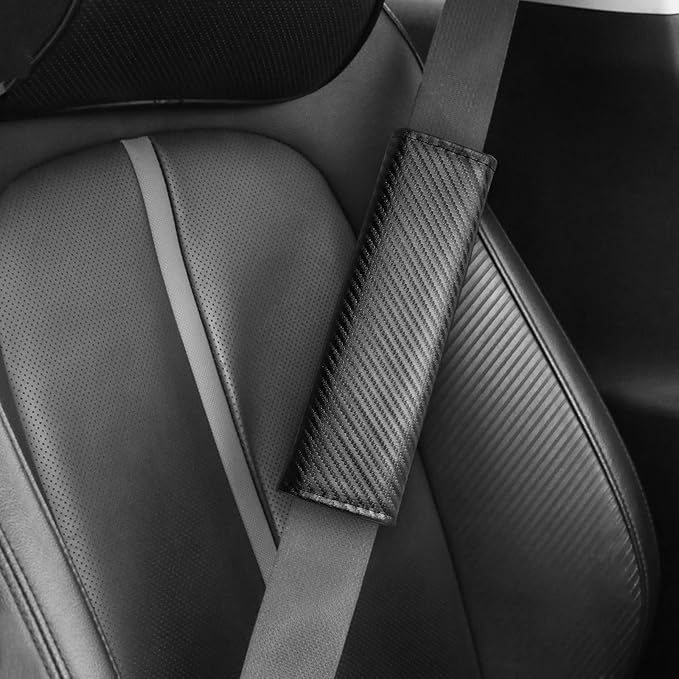 2PCS Carbon Fiber Seat Belt Cover Pad,Leather Seatbelt Covers for Reducing Shoulder & Neck Fatigue,Summer Essential Car Seat Strap Pads Car Accessories Interior for Most Vehicles (Carbon Fiber)