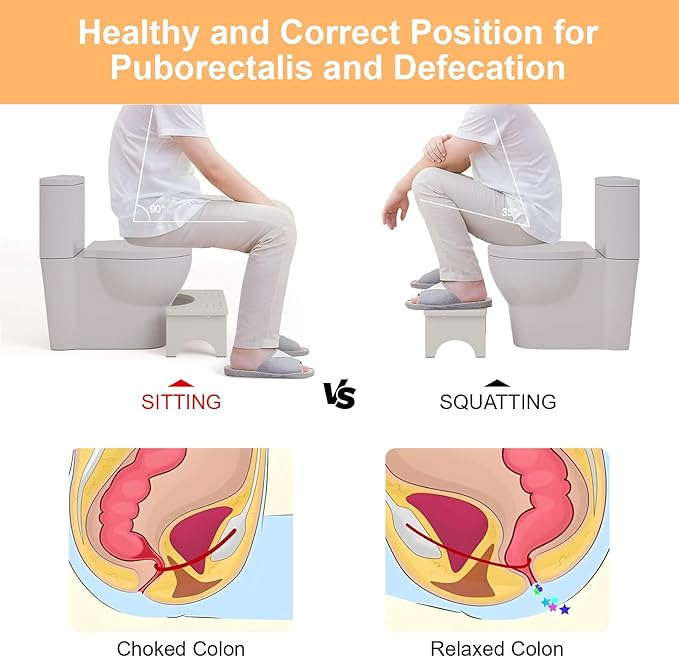 Uaniar White Wooden Poop Stool Adult, Bamboo Toilet Stool Squat, Wood Squatting Potty for Adults, Sturdy Toilet Foot Pooping for Bathroom, White