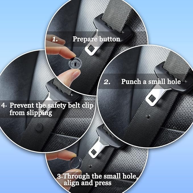 5 Sets Universal Fit Seatbelt Stopper Kit, Snap-on Seat Belt Button Stop, Black Seat Belt Buckle Button Prevent Plastic Seat Belt Button Buckle Clip Stop From Sliding Down The Belt