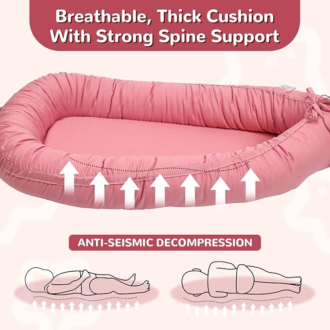 EAQ Baby Lounger, Infant Lounger for Newborn,Portable Baby Nest Cover Breathable & Soft, Newborn Essentials