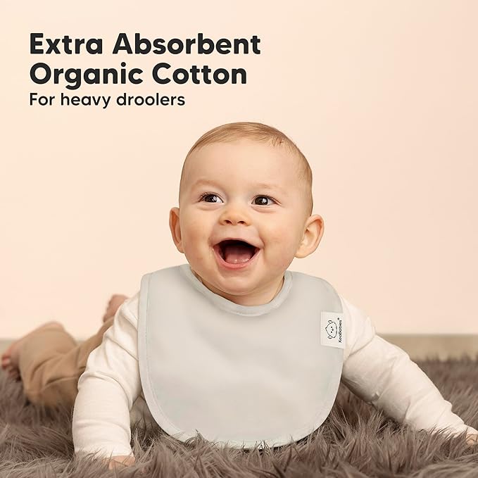 8-Pack Organic Baby Bibs for Boys, Girls - Soft Cotton Drooling and Teething Bibs for Baby Girl & Boy, Extra Absorbent, Easy to Clean & Put On for Toddler, Newborn, Infant 0-24 Months (Pure)